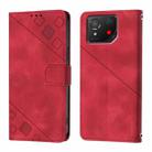 For Asus ROG Phone 8 Skin Feel Embossed Leather Phone Case(Red) - 2
