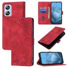 For Blackview A52 Skin Feel Embossed Leather Phone Case(Red) - 1