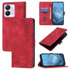 For Blackview Color 8 Skin Feel Embossed Leather Phone Case(Red) - 1