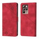 For HTC U24 Pro Skin Feel Embossed Leather Phone Case(Red) - 2