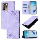 For HTC U24 Pro Skin Feel Embossed Leather Phone Case(Light Purple) - 1