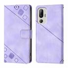 For HTC U24 Pro Skin Feel Embossed Leather Phone Case(Light Purple) - 2