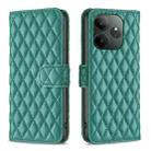 For Realme GT 6 / GT 6T Diamond Lattice Wallet Flip Leather Phone Case(Green) - 1
