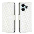 For Xiaomi Poco M6 4G / Redmi 13 4G Diamond Lattice Wallet Flip Leather Phone Case(White) - 1