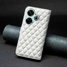For Xiaomi Poco M6 4G / Redmi 13 4G Diamond Lattice Wallet Flip Leather Phone Case(White) - 3