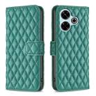 For Xiaomi Poco M6 4G / Redmi 13 4G Diamond Lattice Wallet Flip Leather Phone Case(Green) - 1