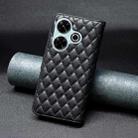 For Xiaomi Poco M6 4G / Redmi 13 4G Diamond Lattice Wallet Flip Leather Phone Case(Black) - 3