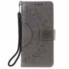 For Xiaomi Poco F6 Totem Flower Embossed Leather Phone Case with Lanyard(Grey) - 2