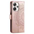 For Xiaomi Poco F6 Totem Flower Embossed Leather Phone Case with Lanyard(Rose Gold) - 3