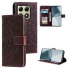 For Xiaomi 14T Totem Flower Embossed Leather Phone Case with Lanyard(Brown) - 1