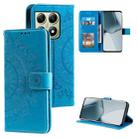 For Xiaomi 14T Totem Flower Embossed Leather Phone Case with Lanyard(Blue) - 1