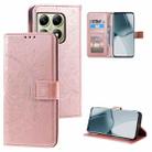 For Xiaomi 14T Totem Flower Embossed Leather Phone Case with Lanyard(Rose Gold) - 1