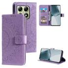 For Xiaomi 14T Totem Flower Embossed Leather Phone Case with Lanyard(Purple) - 1