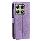 For Xiaomi 14T Pro Totem Flower Embossed Leather Phone Case with Lanyard(Purple) - 3