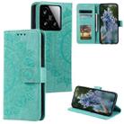 For Xiaomi 15 Totem Flower Embossed Leather Phone Case with Lanyard(Green) - 1