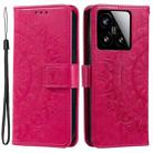 For Xiaomi 15 Totem Flower Embossed Leather Phone Case with Lanyard(Red) - 2