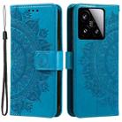 For Xiaomi 15 Totem Flower Embossed Leather Phone Case with Lanyard(Blue) - 2
