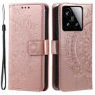 For Xiaomi 15 Totem Flower Embossed Leather Phone Case with Lanyard(Rose Gold) - 2