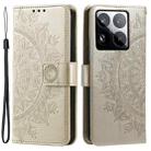 For Xiaomi 15 Pro Totem Flower Embossed Leather Phone Case with Lanyard(Gold) - 2