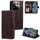 For Xiaomi 15 Pro Totem Flower Embossed Leather Phone Case with Lanyard(Brown) - 1