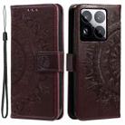 For Xiaomi 15 Pro Totem Flower Embossed Leather Phone Case with Lanyard(Brown) - 2