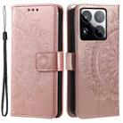 For Xiaomi 15 Pro Totem Flower Embossed Leather Phone Case with Lanyard(Rose Gold) - 2