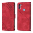For Samsung Galaxy A11 EU Skin Feel Embossed Leather Phone Case(Red) - 2