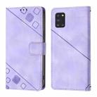 For Samsung Galaxy A31 Skin Feel Embossed Leather Phone Case(Light Purple) - 2