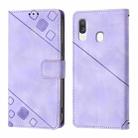For Samsung Galaxy A40 Skin Feel Embossed Leather Phone Case(Light Purple) - 2