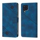 For Samsung Galaxy M22 / M32 4G Global Skin Feel Embossed Leather Phone Case(Blue) - 2