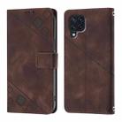 For Samsung Galaxy M22 / M32 4G Global Skin Feel Embossed Leather Phone Case(Brown) - 2