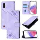 For Samsung Galaxy A01 EU Skin Feel Embossed Leather Phone Case(Light Purple) - 1