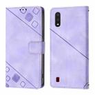 For Samsung Galaxy A01 EU Skin Feel Embossed Leather Phone Case(Light Purple) - 2