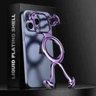 For iPhone 14 Pro Max Liquid Plating PC Hollow MagSafe Phone Case(Purple) - 1
