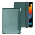 For iPad 10.2 2021 / 2020 / 2019 Tri-fold Holder TPU Cover Frosted Leather Smart Tablet Case withh Pen Slot(Dark Green) - 2