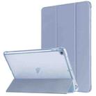 For iPad 10.2 2021 / 2020 / 2019 Tri-fold Holder TPU Cover Frosted Leather Smart Tablet Case withh Pen Slot(Purple) - 1