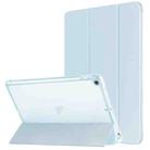 For iPad 10.2 2021 / 2020 / 2019 Tri-fold Holder TPU Cover Frosted Leather Smart Tablet Case withh Pen Slot(Sky Blue) - 1