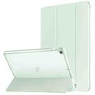 For iPad 10.2 2021 / 2020 / 2019 Tri-fold Holder TPU Cover Frosted Leather Smart Tablet Case withh Pen Slot(Light Green) - 1