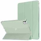 For iPad Pro 11 2024 Tri-fold Holder TPU Cover Frosted Leather Smart Tablet Case withh Pen Slot(Matcha Green) - 1