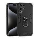 For itel S25 Ultra Shockproof Metal Ring Holder Phone Case(Black) - 1