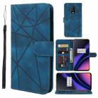 For OnePlus 6T Skin Feel Geometric Lines Leather Phone Case(Blue) - 1