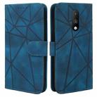 For OnePlus 6T Skin Feel Geometric Lines Leather Phone Case(Blue) - 2