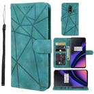 For OnePlus 6T Skin Feel Geometric Lines Leather Phone Case(Green) - 1