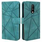 For OnePlus 6T Skin Feel Geometric Lines Leather Phone Case(Green) - 2