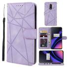 For OnePlus 6T Skin Feel Geometric Lines Leather Phone Case(Purple) - 1