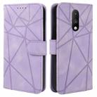 For OnePlus 6T Skin Feel Geometric Lines Leather Phone Case(Purple) - 2