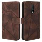 For OnePlus 6T Skin Feel Geometric Lines Leather Phone Case(Brown) - 2