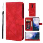 For OnePlus 7 Pro Skin Feel Geometric Lines Leather Phone Case(Red) - 1