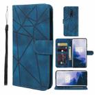 For OnePlus 7 Pro Skin Feel Geometric Lines Leather Phone Case(Blue) - 1