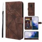 For OnePlus 7 Pro Skin Feel Geometric Lines Leather Phone Case(Brown) - 1